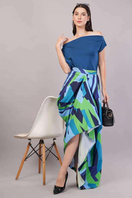 Printed Drape Skirt